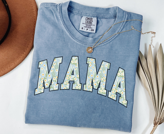 Blue Floral Mama Tee