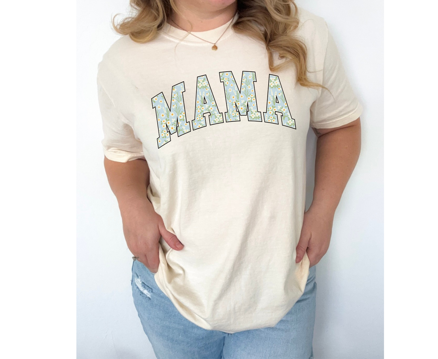 Blue Floral Mama Tee