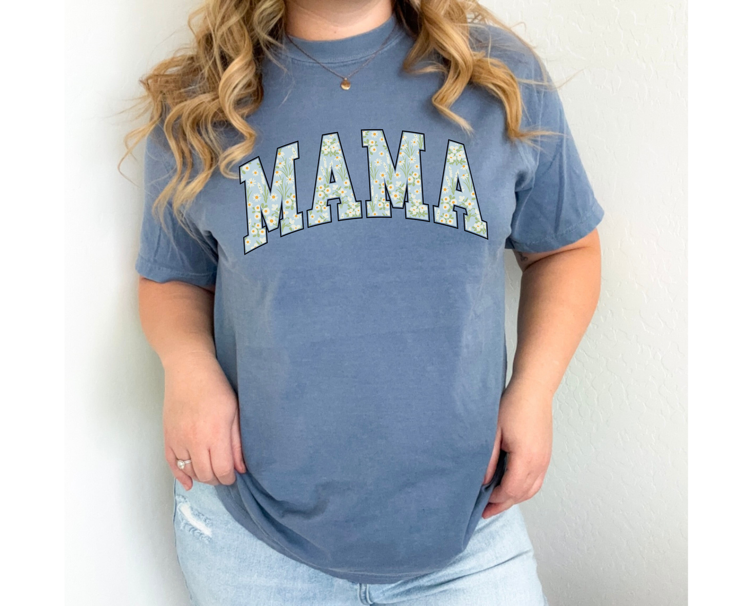 Blue Floral Mama Tee