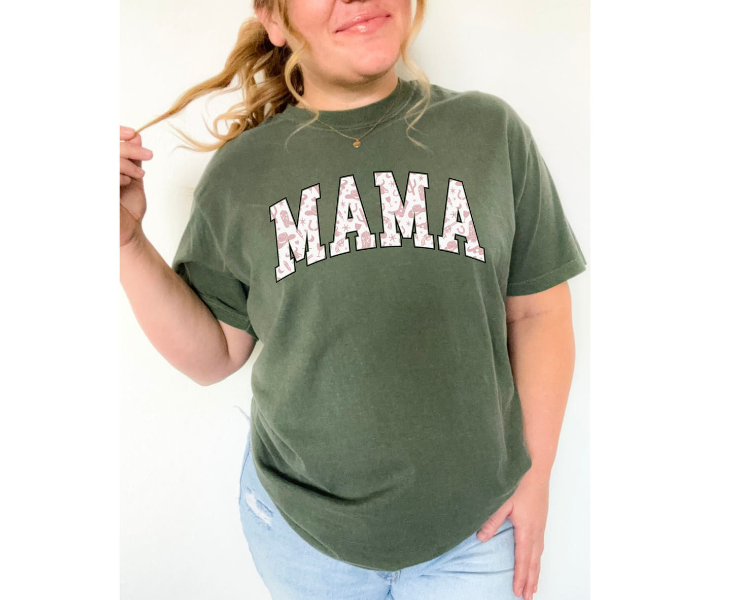 Western Print Mama Tee