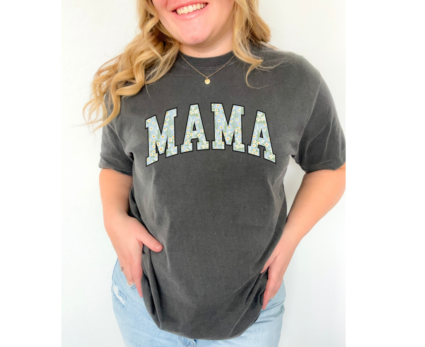 Blue Floral Mama Tee