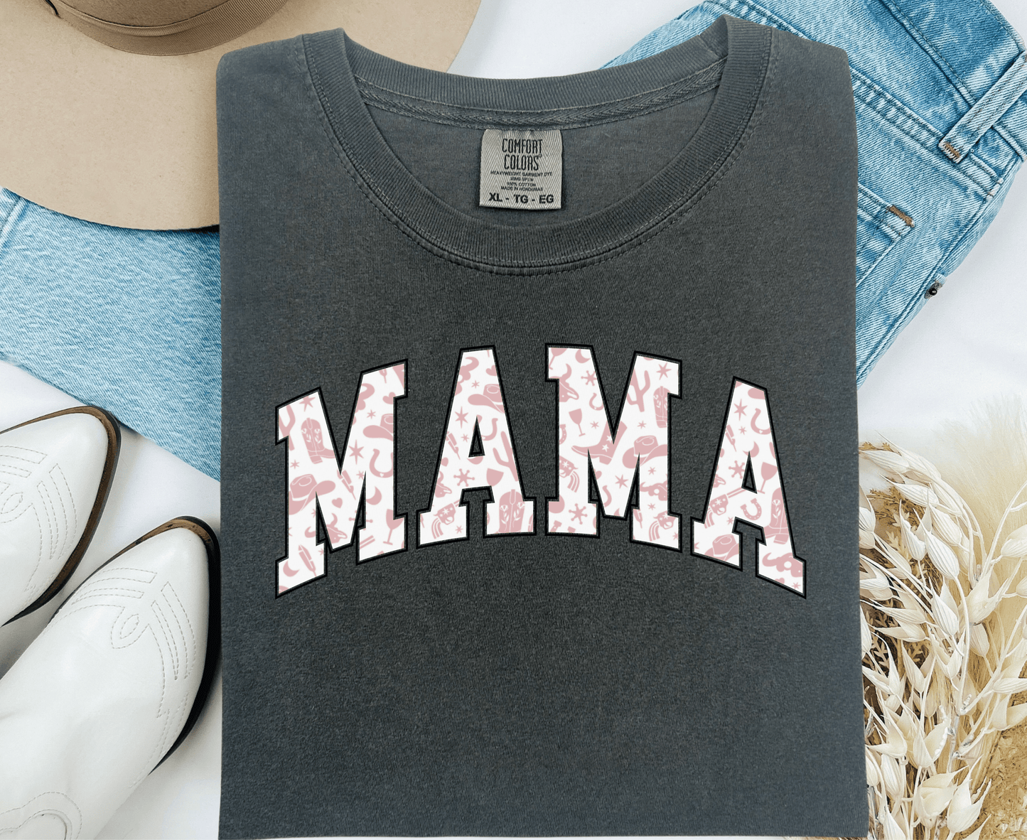 Western Print Mama Tee