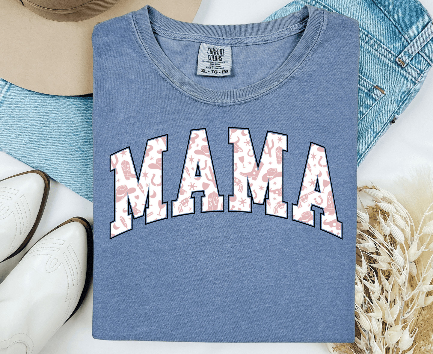 Western Print Mama Tee