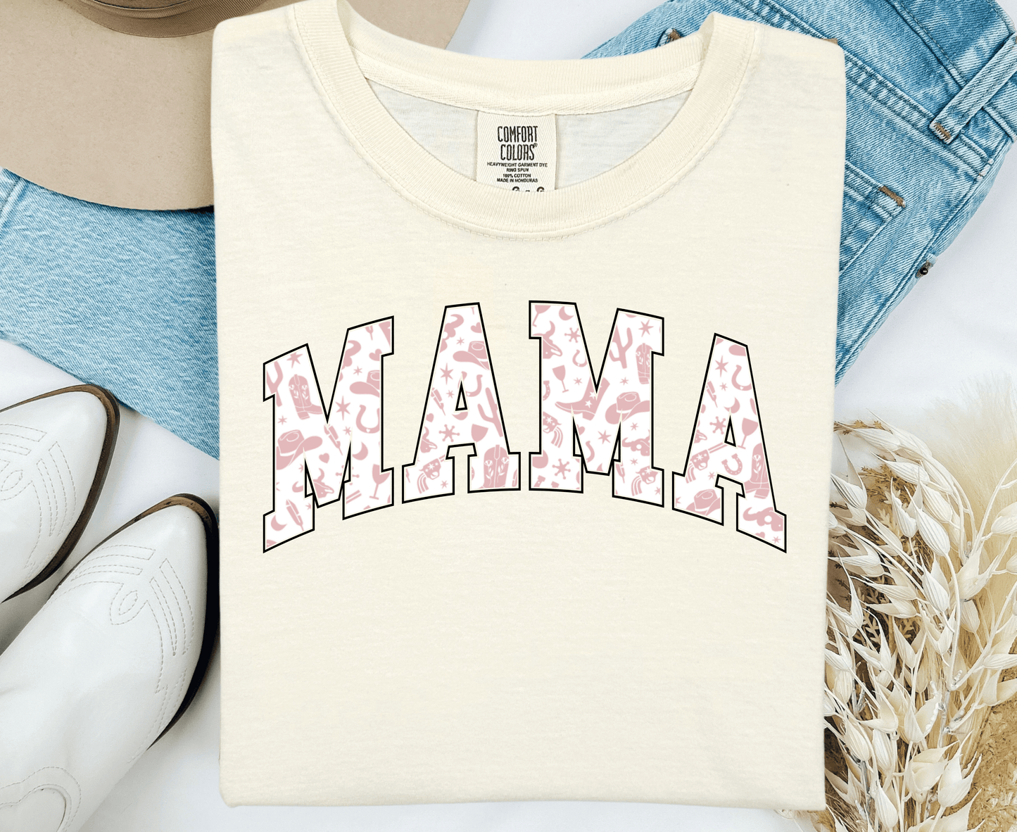 Western Print Mama Tee