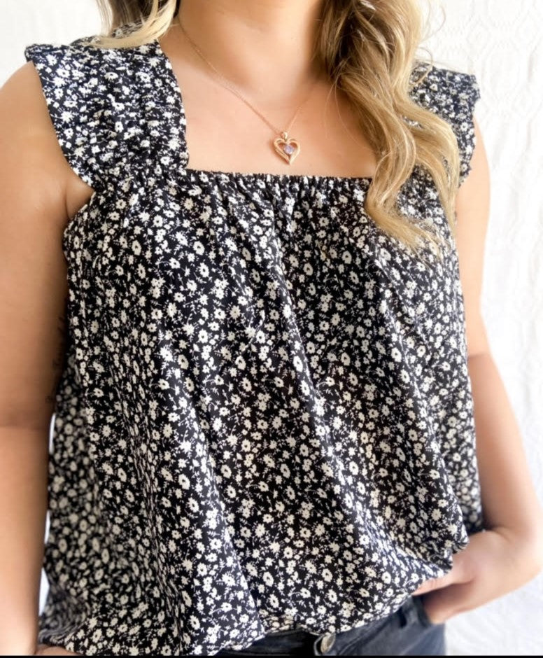 Midnight Ruffle Tank